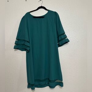 Teal Elbow-Legnth Sleeve Dress